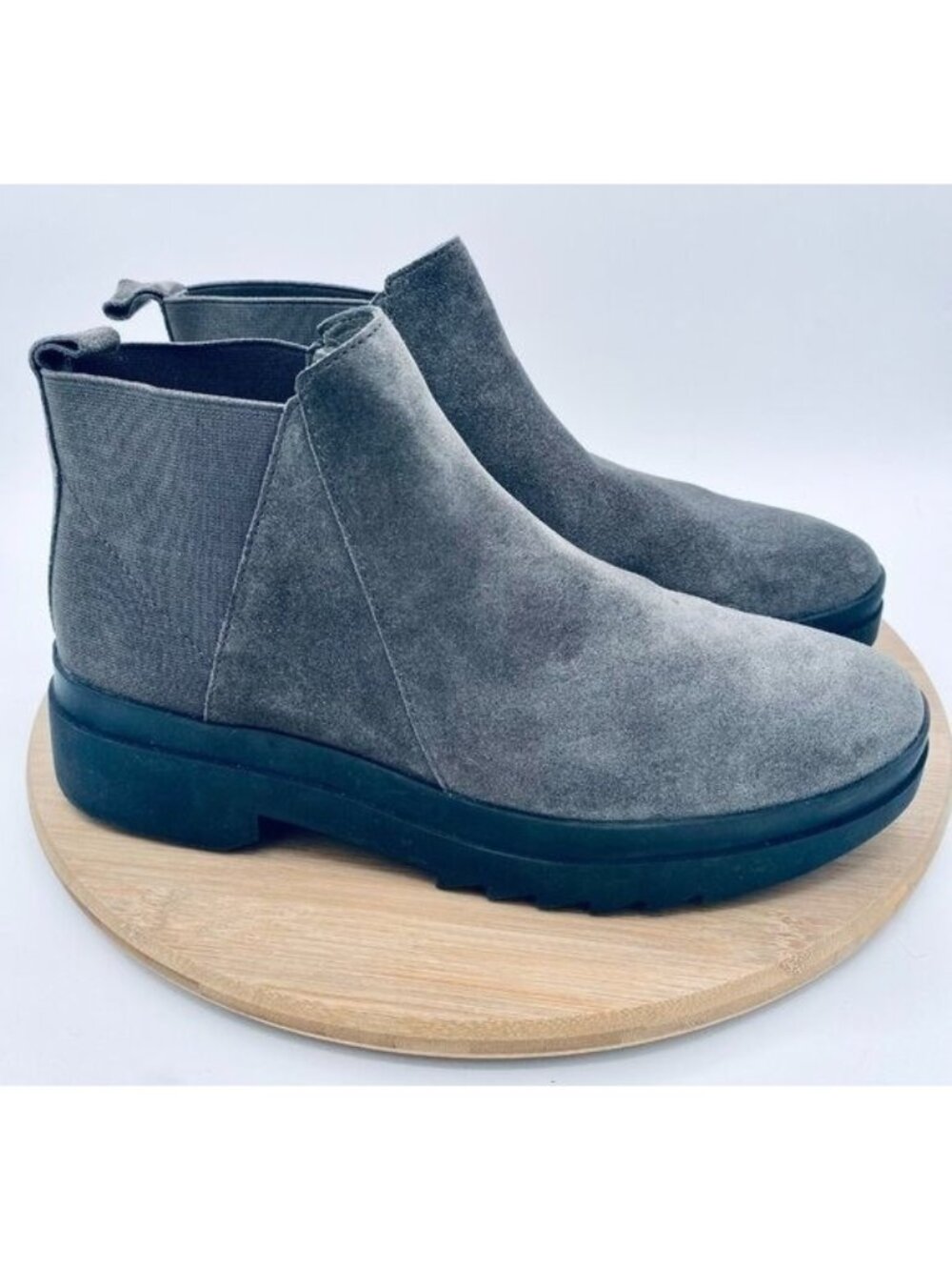 Eileen Fisher Shoes Womens 9.5 Gray Suede Comfort Finn Ankle Boots Platform
